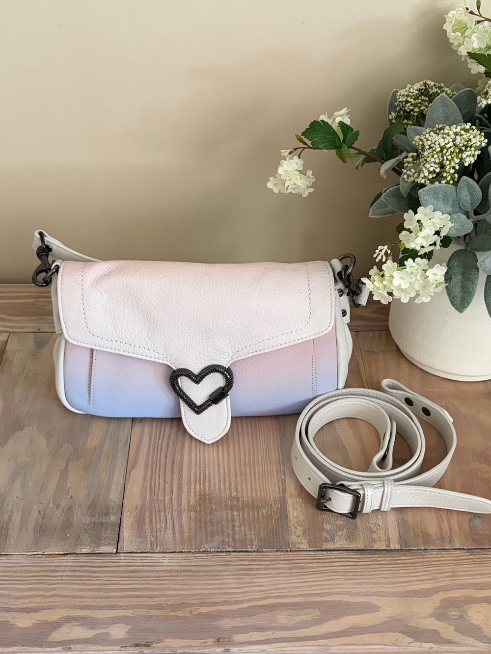 Aimee Kestenberg White & Pastel Ombre Heart-Accent Crossbody Bag